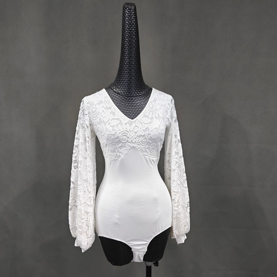 海云丹斯②新款蕾丝灯笼袖连体衣现代舞服HYS064