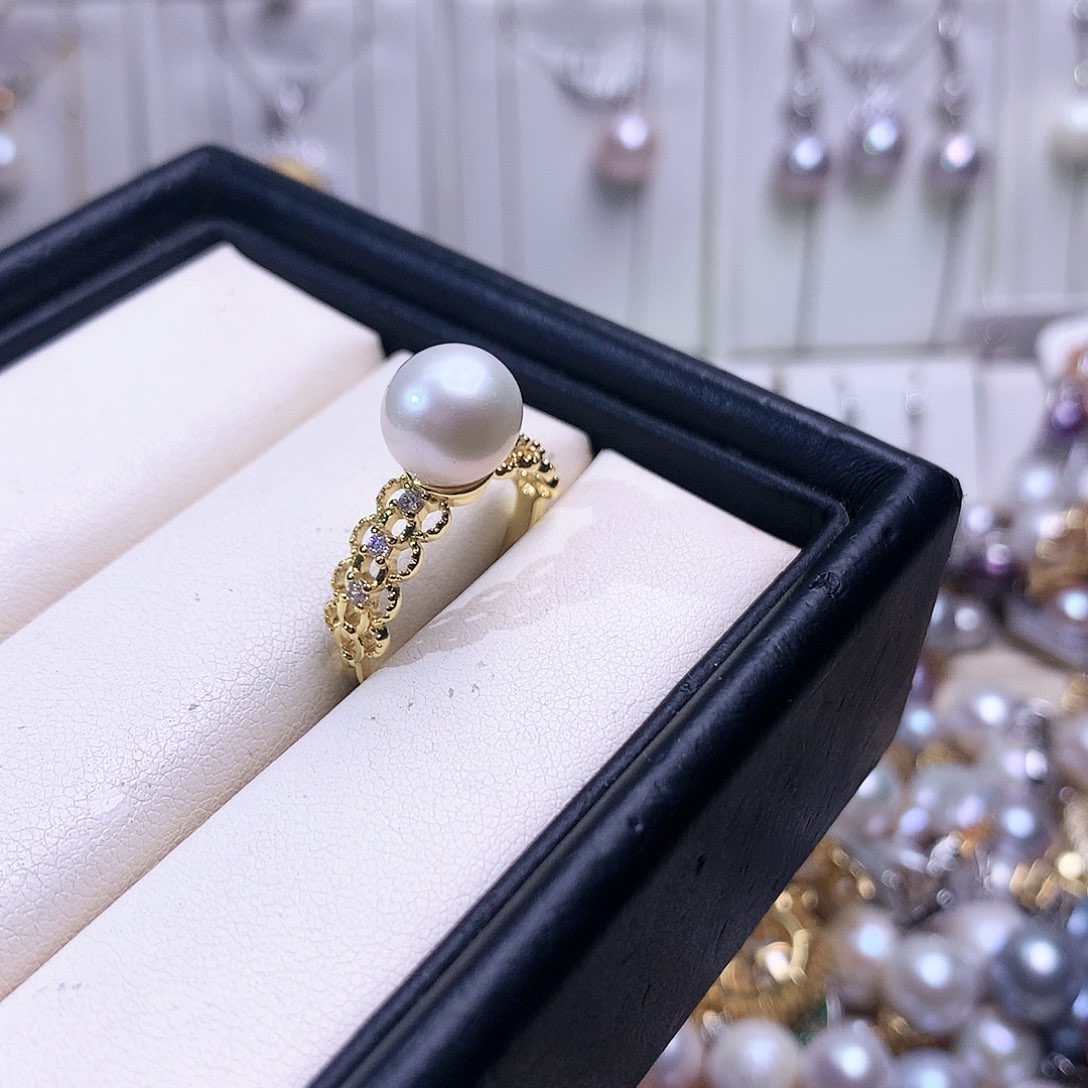 淡水珍珠戒指合金