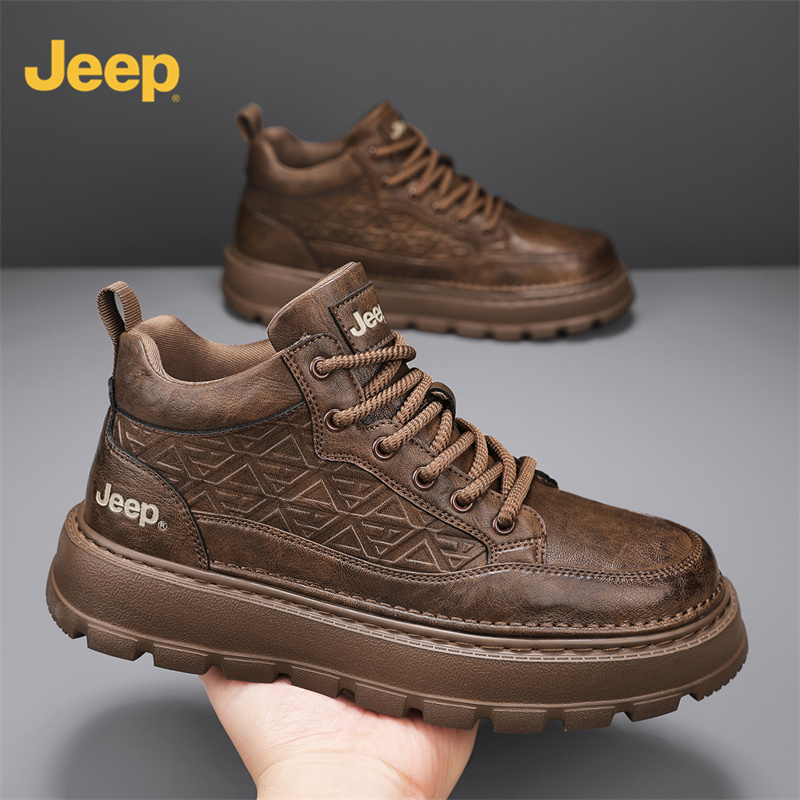 Jeep吉普男鞋冬季马丁靴舒适软底休闲时尚工装靴中帮百搭潮流男靴