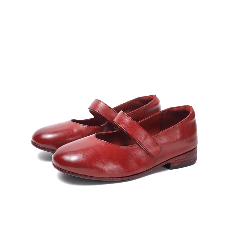 小玛丽珍单鞋休闲百搭时尚软底复古红色平底圆头英伦风