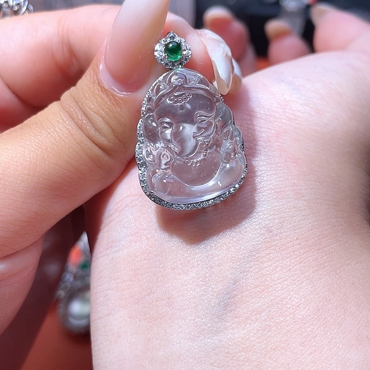 石英质玉银S925镶嵌颈饰