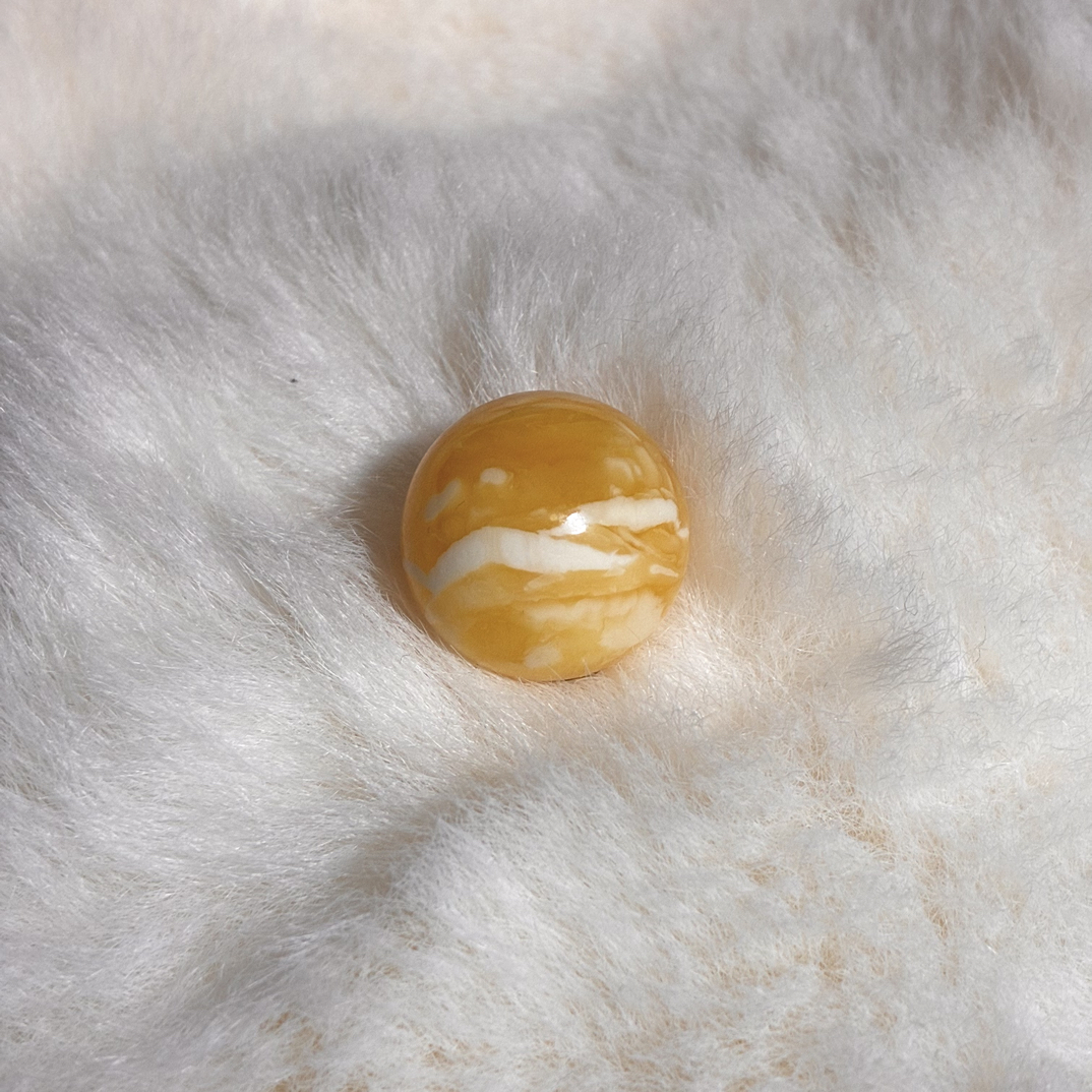 天然蜜蜡焦皮橘底白花纹圆珠18mm