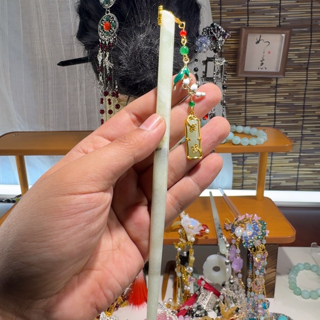 蛇纹石玉合金发饰