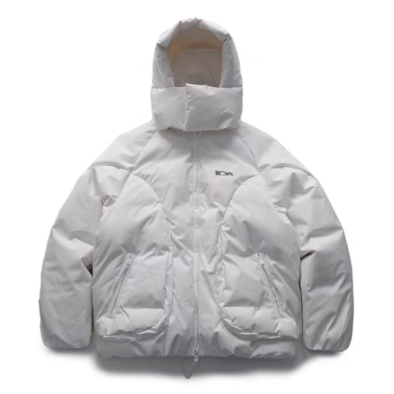 冬季情侣加厚纯色户外保暖帽子可拆卸宽松百搭羽绒服外套