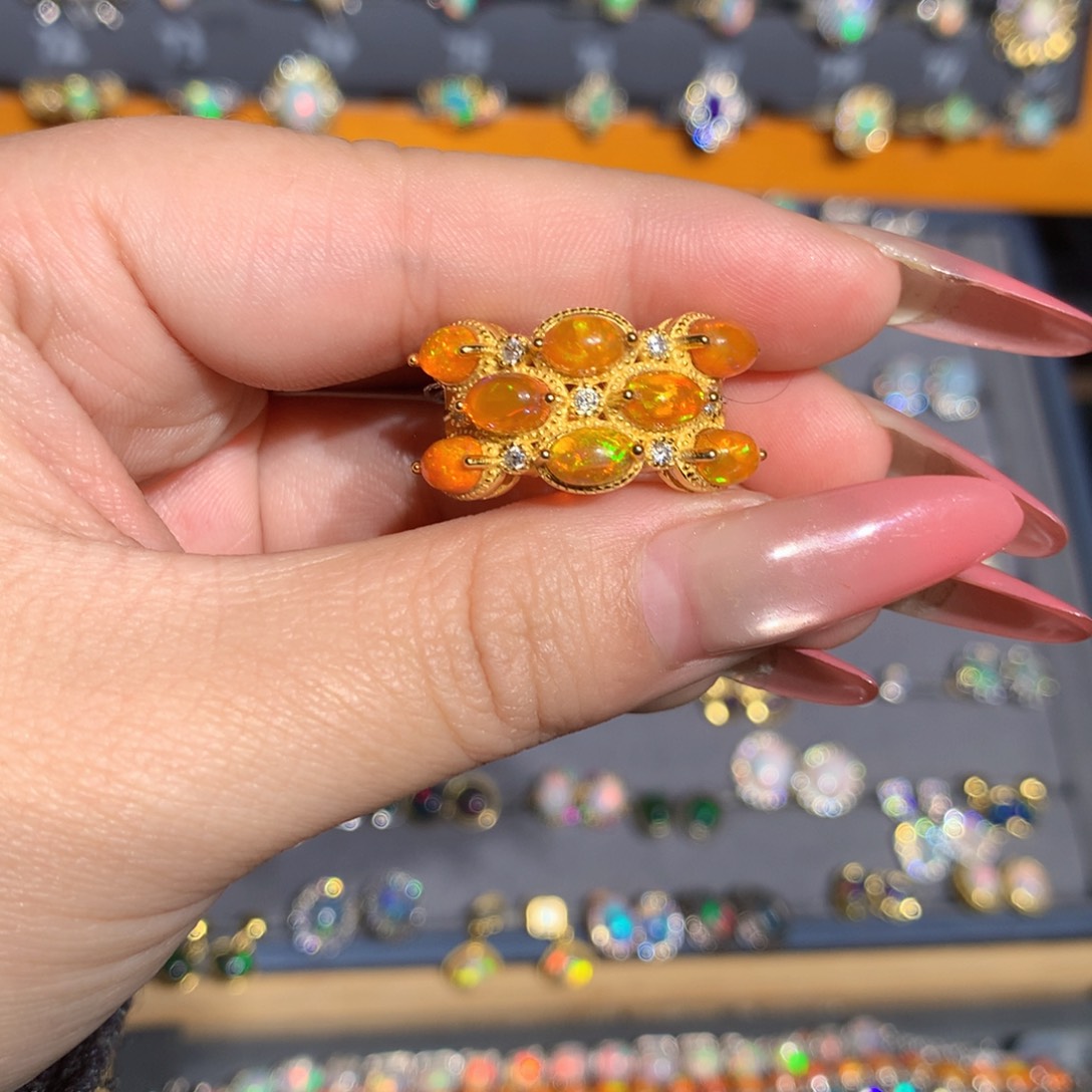 银S925镶嵌欧泊欧泊福利戒指l