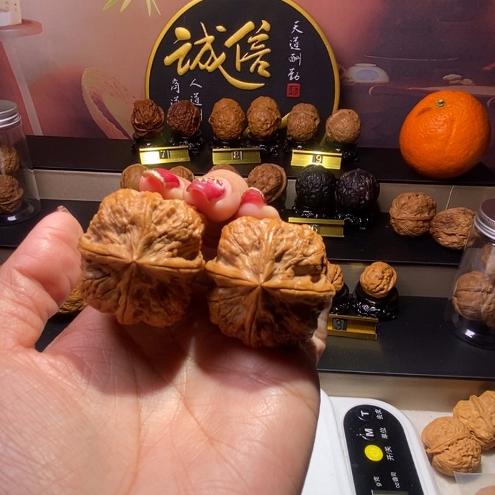 文玩核桃把件高山流水四棱40尺