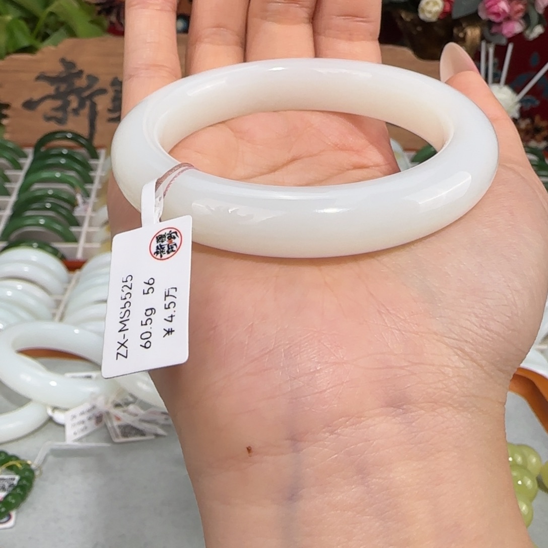 和田玉未镶嵌手镯羊脂白玉手镯老坑老熟