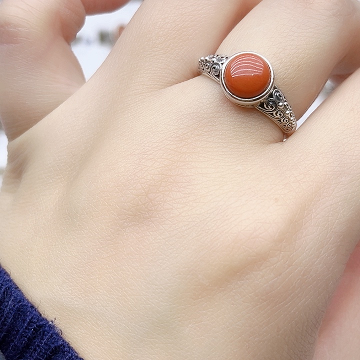 玛瑙/玉髓戒指银S925镶嵌925银