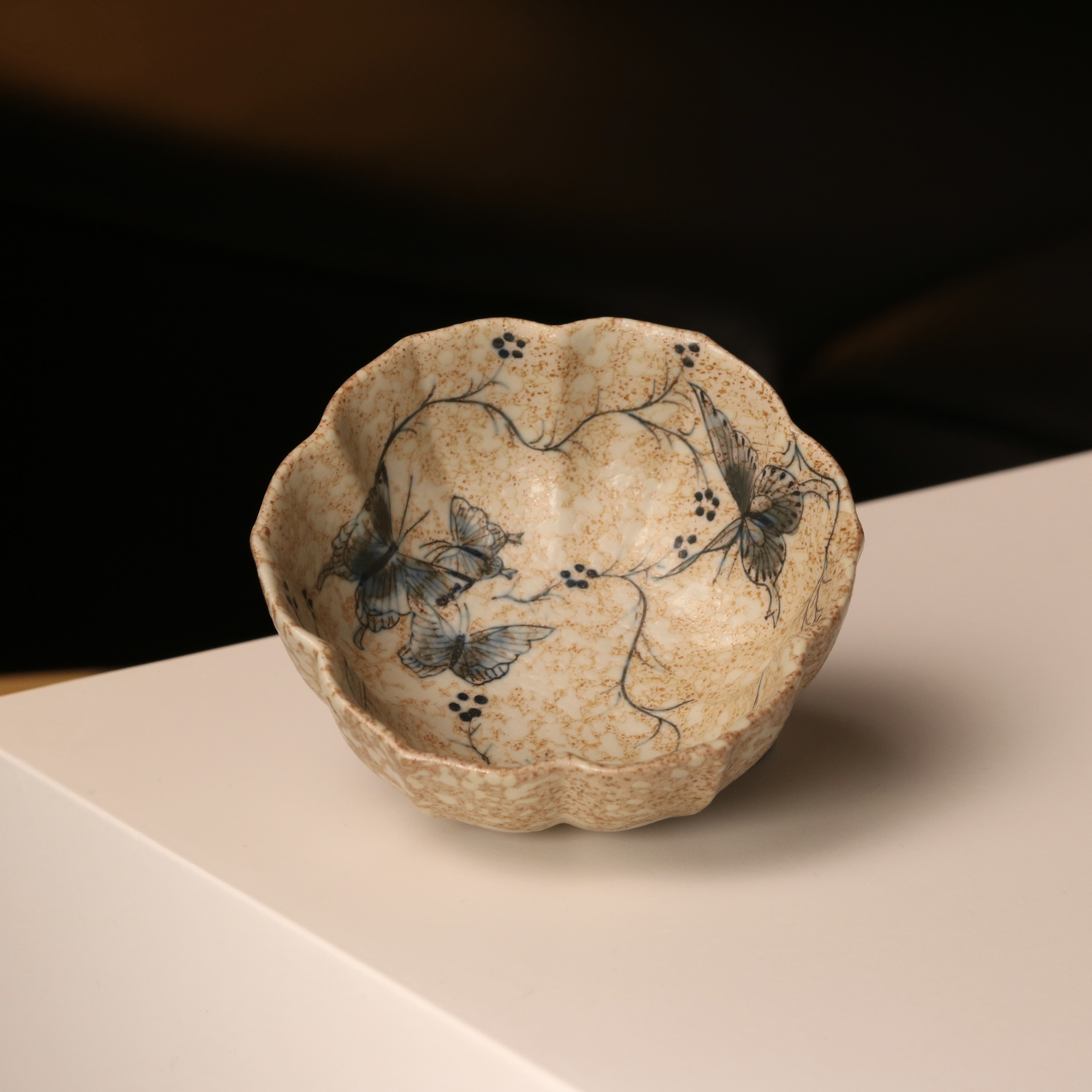 茗器山房 茶梦令青花手绘仿古焦糖蝴蝶蝶恋花主人杯茶杯 80cc