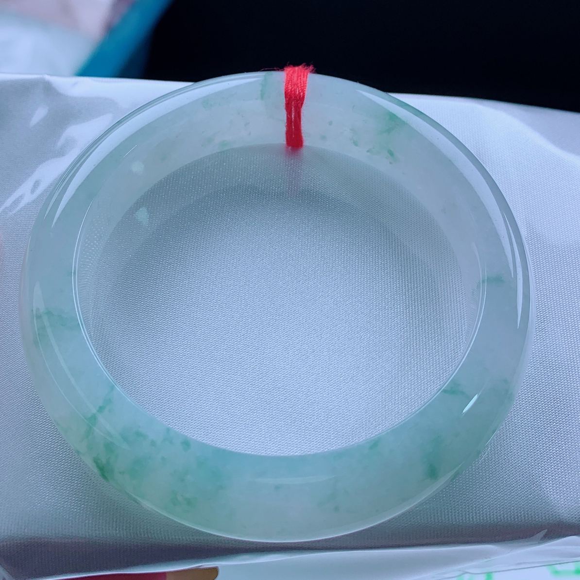 天然缅甸翡翠A货手镯 正圈55冰飘花水润