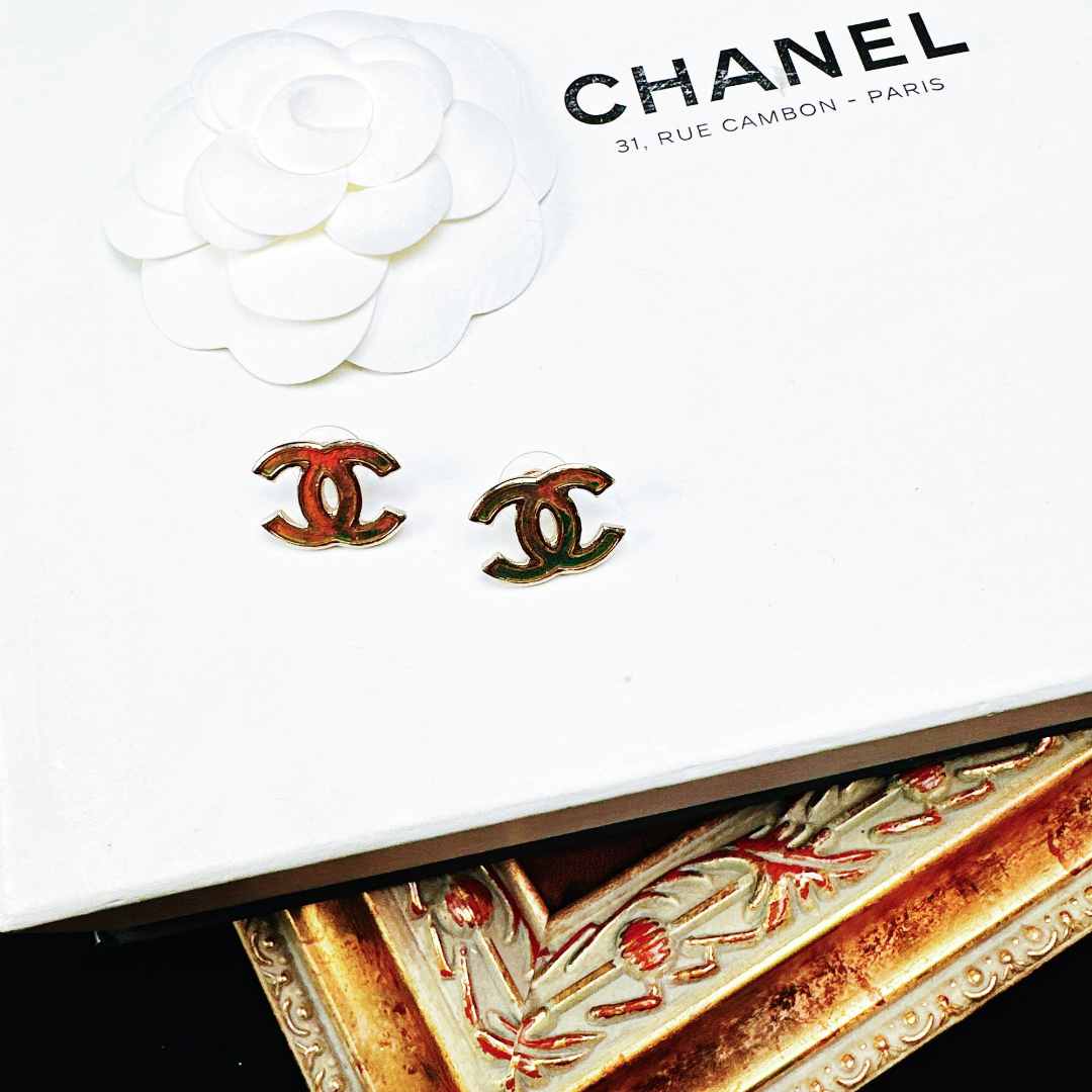 95新 Chanel/香奈儿 柚礼中古/香奈儿炫彩双C耳钉XP