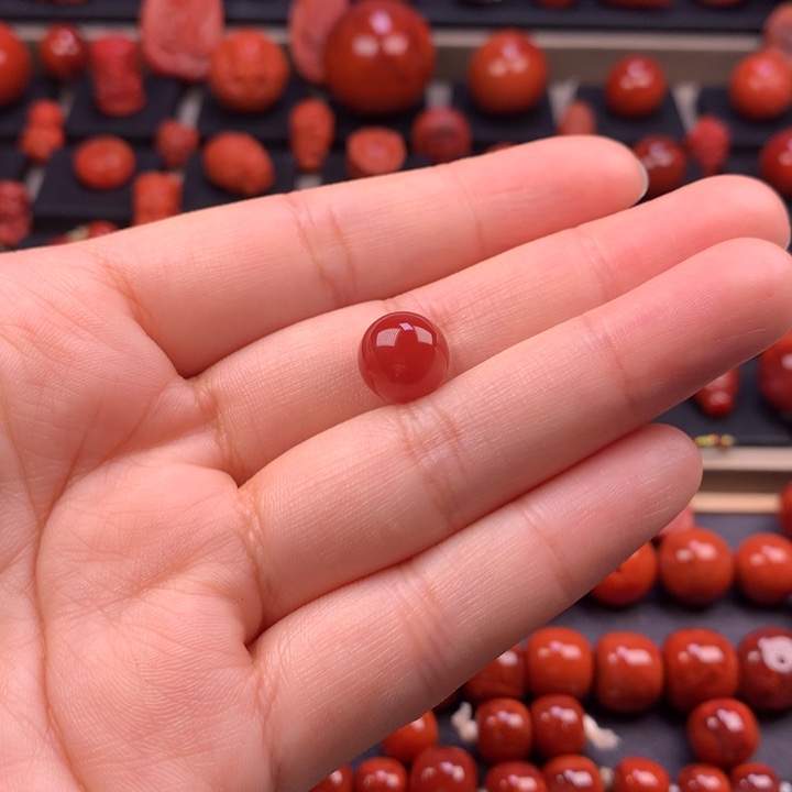 南红玛瑙未镶嵌圆珠单珠10.3MM