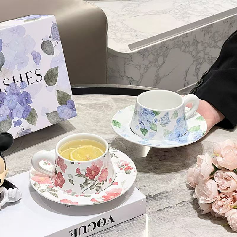 复古咖啡杯杯子高档精致油画陶瓷套装拿铁杯女生高级下午茶礼物