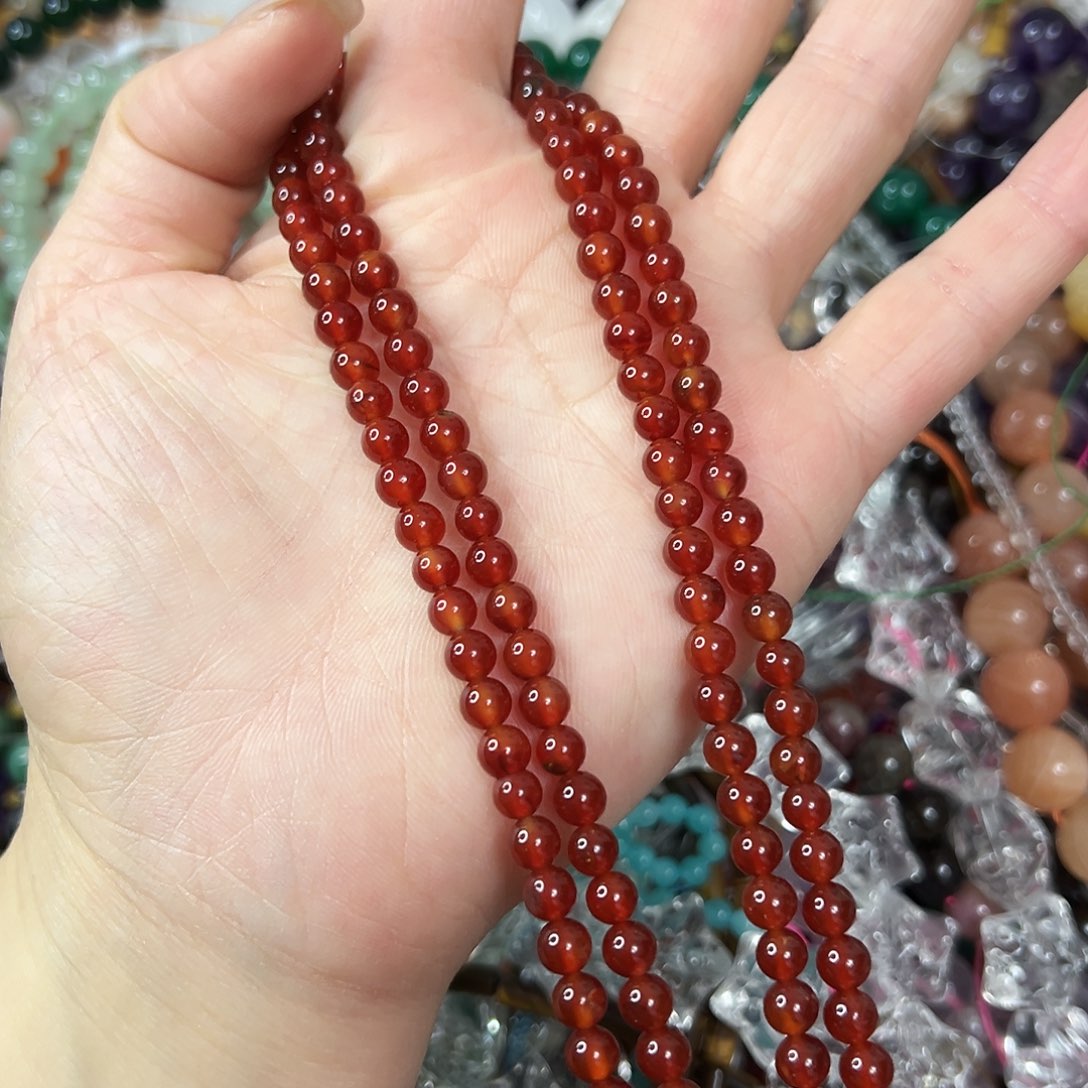 玛瑙/玉髓未镶嵌珠宝半成品，卡5红玛瑙2条