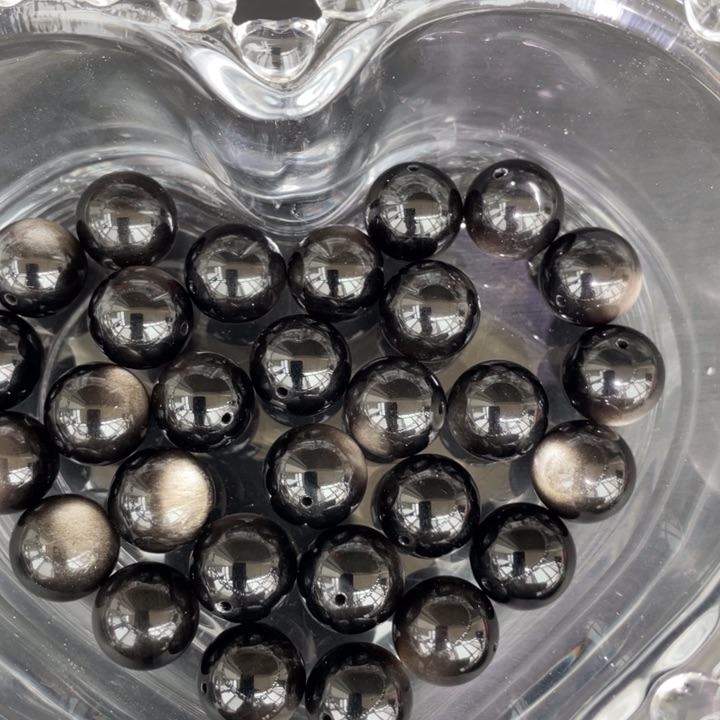 水晶手串未镶嵌14mm天花板银曜石单珠2多样性发其2