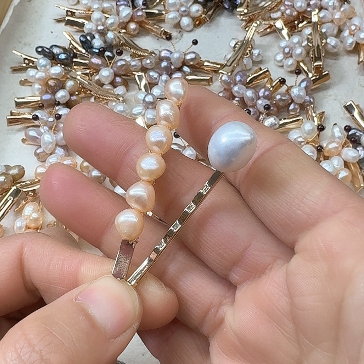 淡水珍珠发饰银S925镶嵌