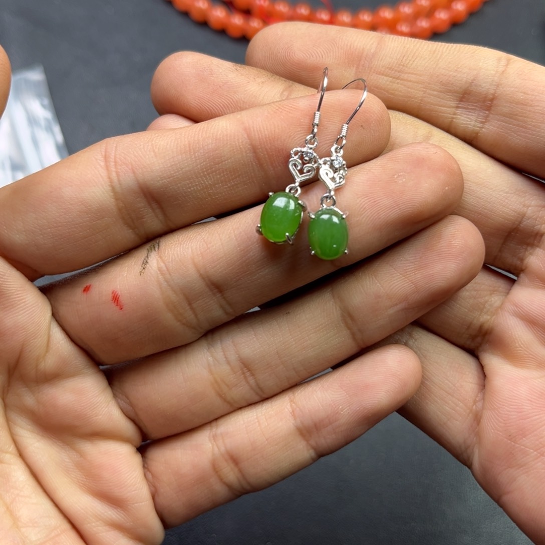 和田玉颈饰银S925镶嵌