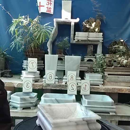 天然大理石花盆16X16