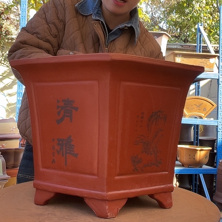 40红清雅六方花盆花盆