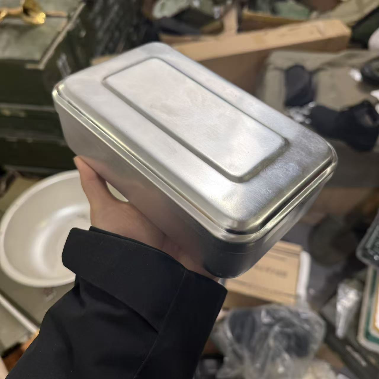 库存长方形铝饭盒