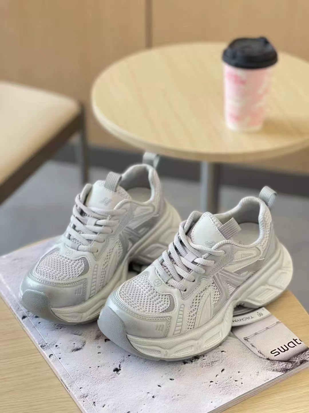 1-128透气网面时尚休闲鞋跑步鞋女春夏季韩版厚底运动鞋老爹鞋