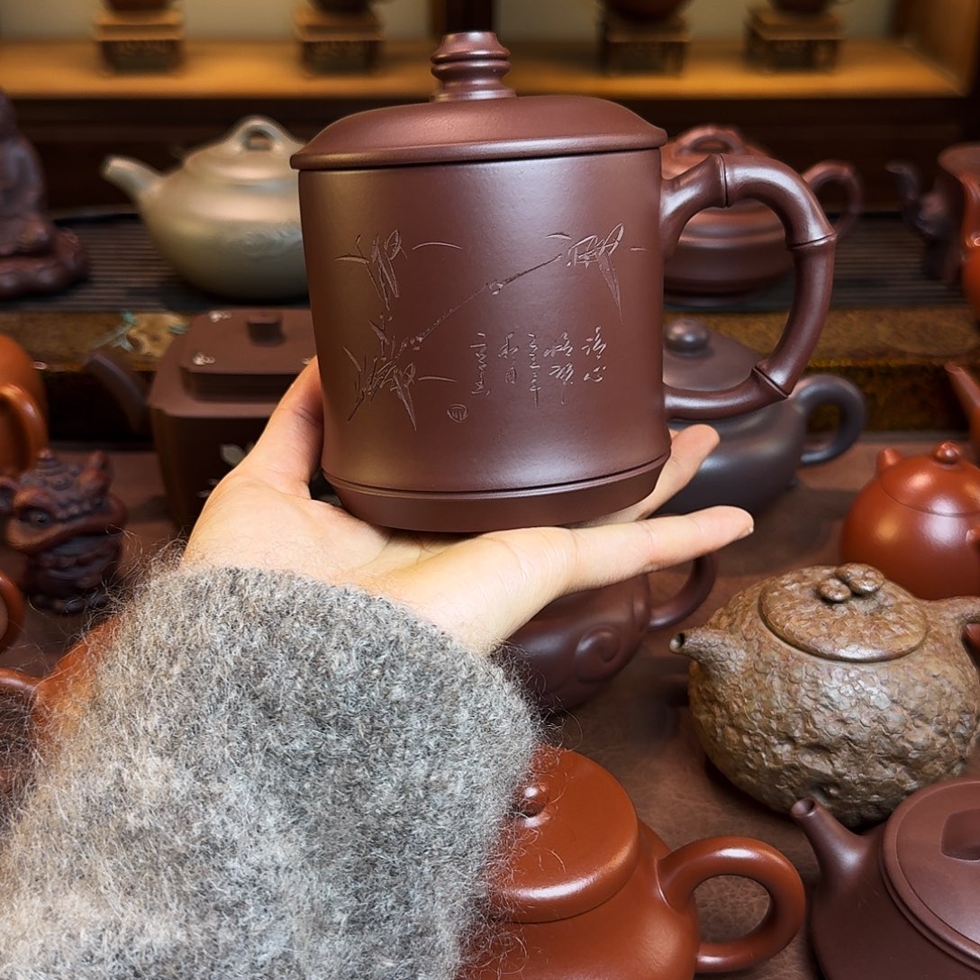 紫砂茶壶紫砂盖杯，紫泥