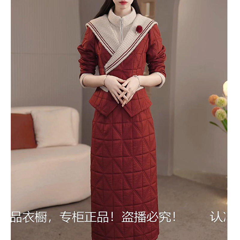 【冬季新品】C1235时尚高端中长款保暖棉服棉衣修身显瘦冬季潮流