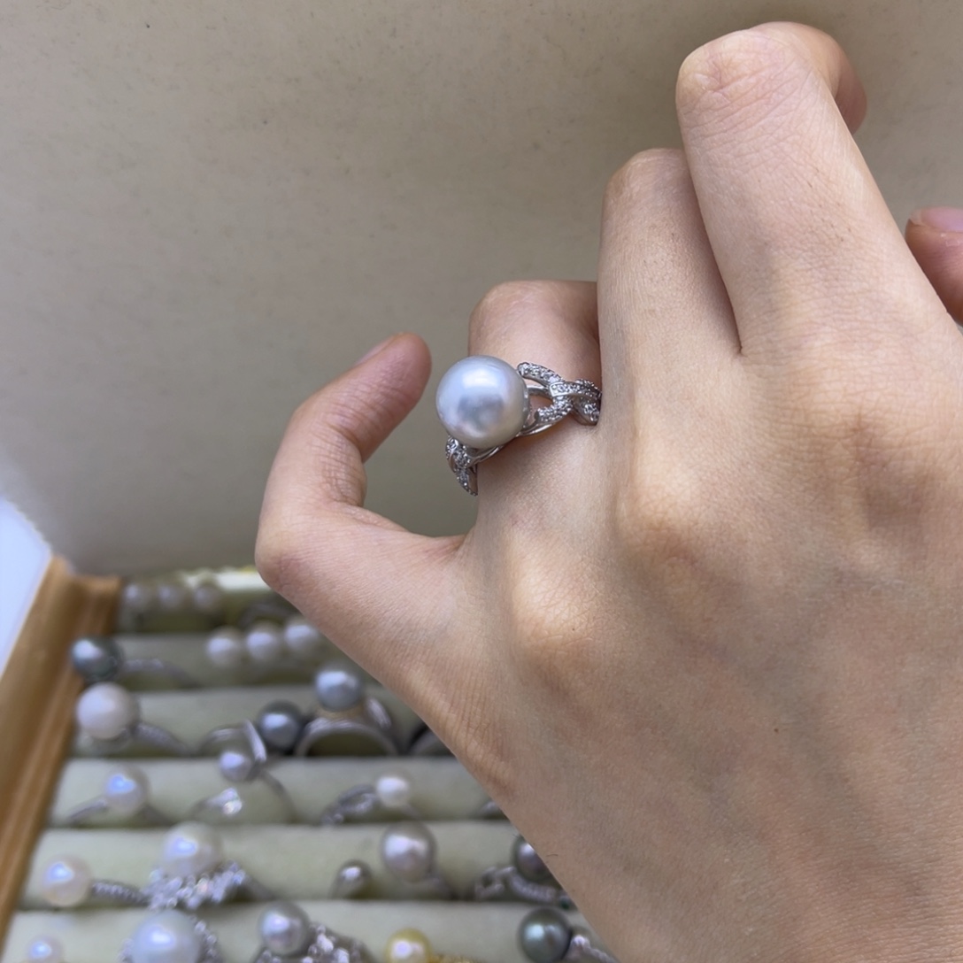 海水珍珠银S925镶嵌戒指