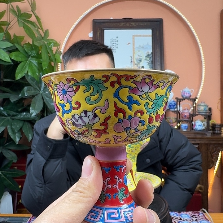 陶摆件景德镇陶瓷手工高脚杯