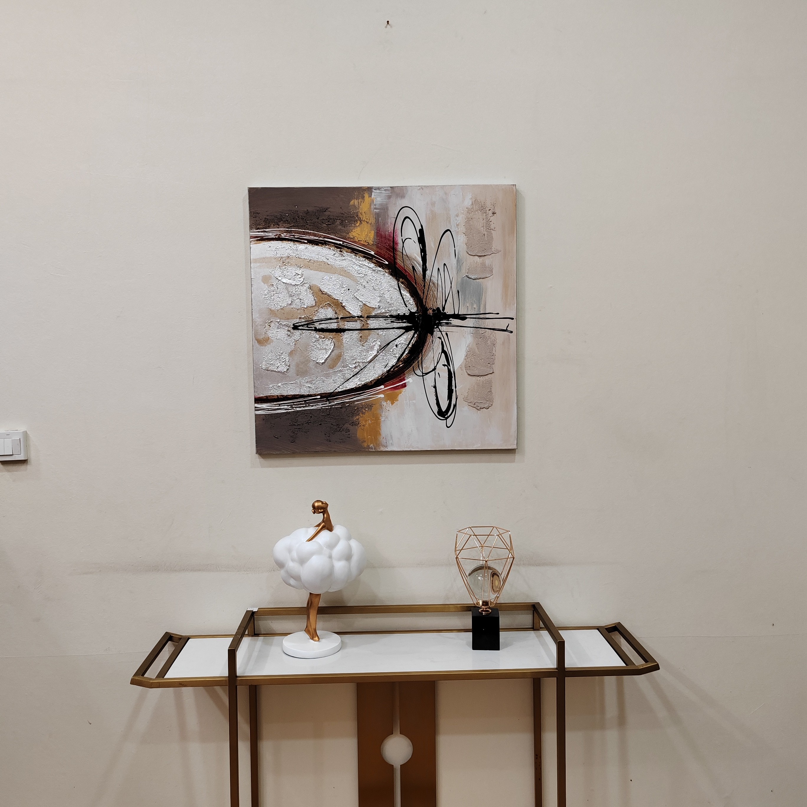 现代简约客厅装饰画纯手彩绘油画玄关卧室装饰画餐厅挂画轻奢无框