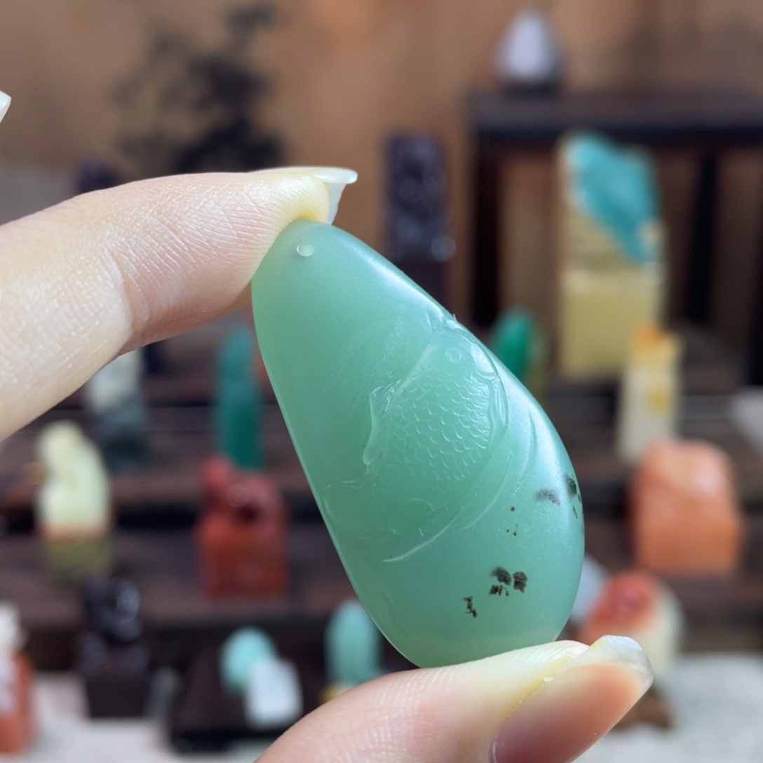 印石昌化石梅子青4521