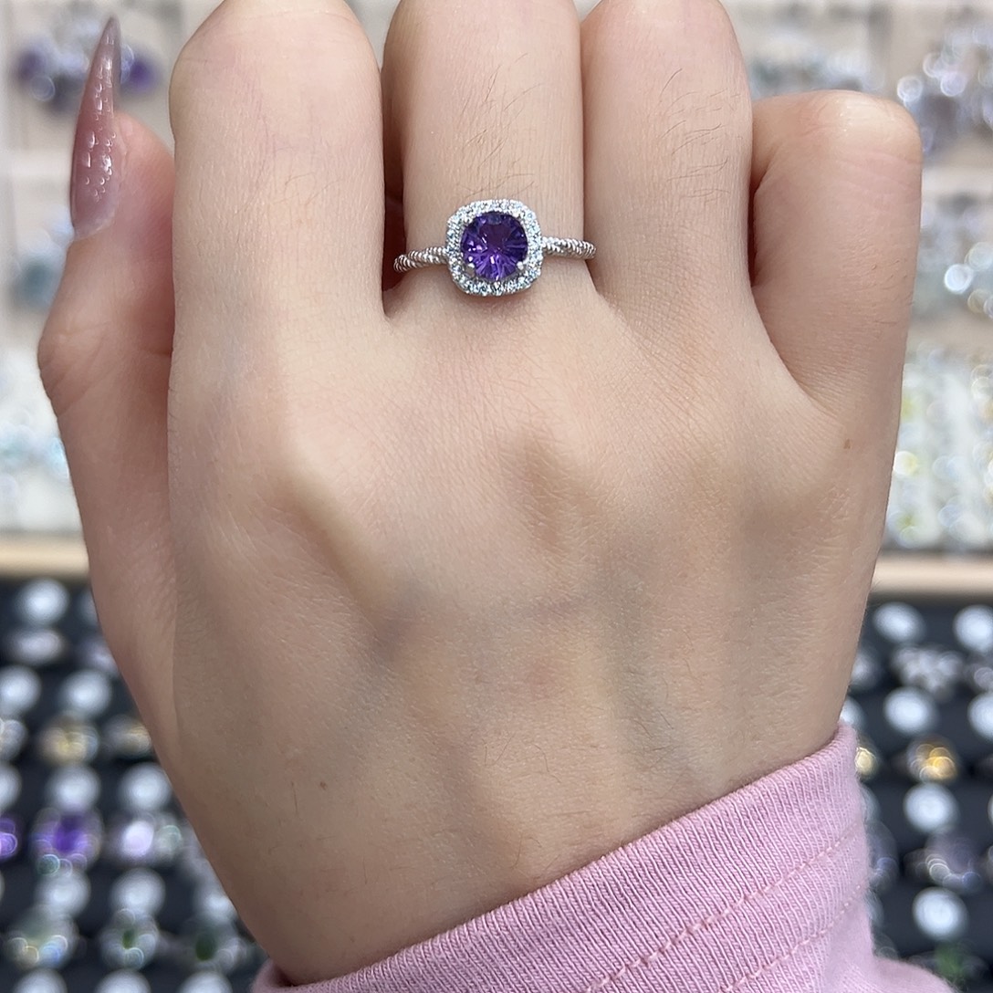 戒指银S925镶嵌水晶