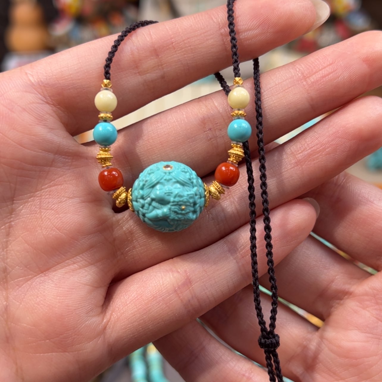 【闪购商品】18K金镶嵌绿松石项链扎吉拉姆