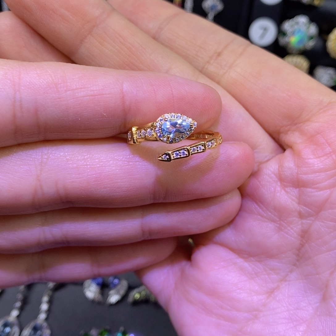 托帕石戒指银S925镶嵌