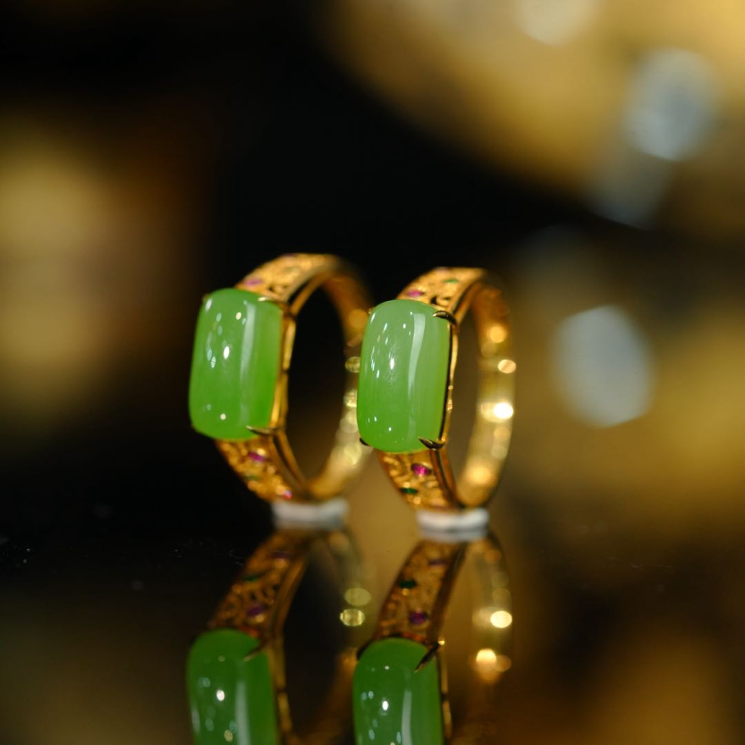 【初见珠宝】18k金和田玉戒指6-1CH142X60【多样性发一件】