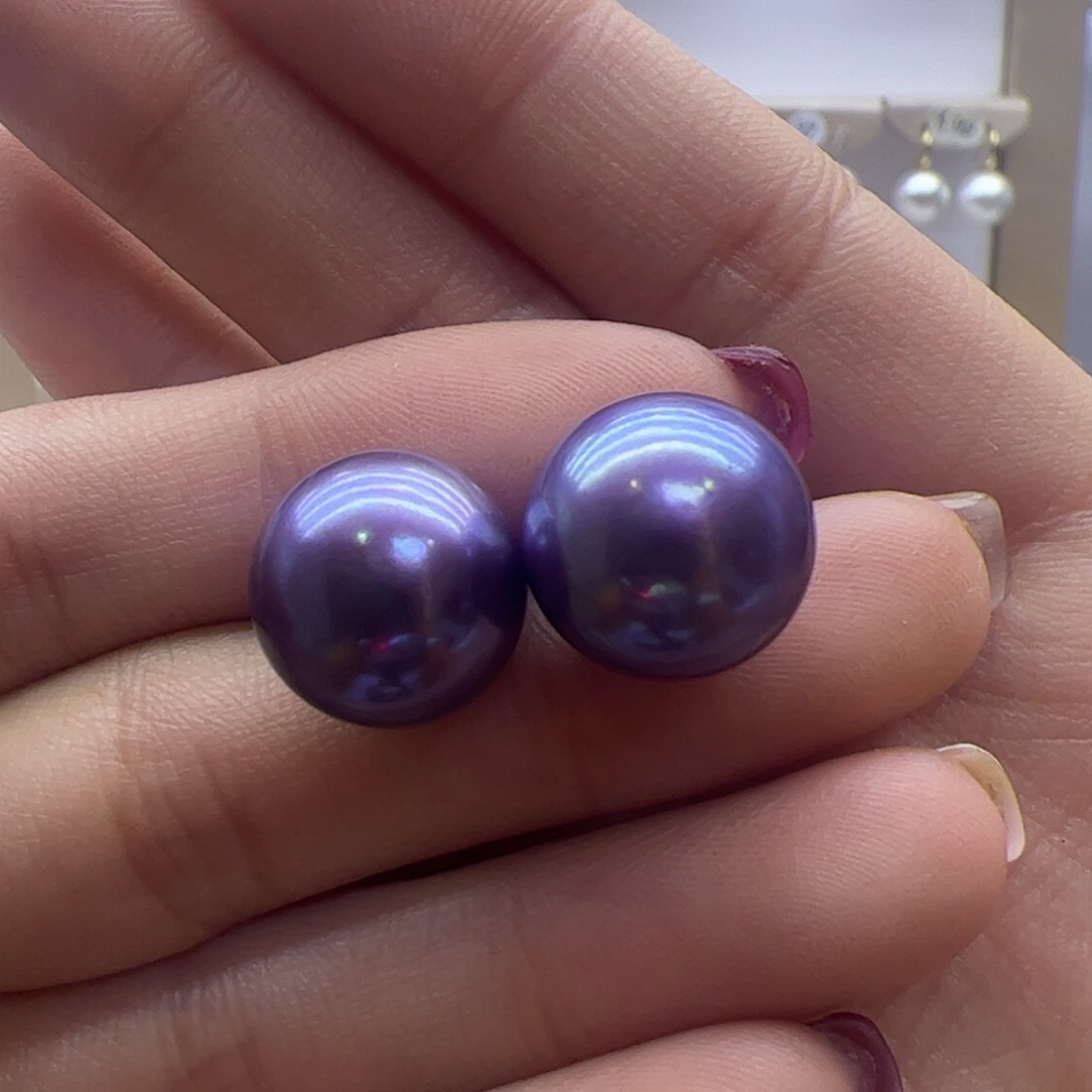 淡水珍珠耳饰18K金镶嵌