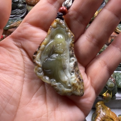 吊坠(不含链)未镶嵌岫岩河磨玉（透闪石质玉）放***子