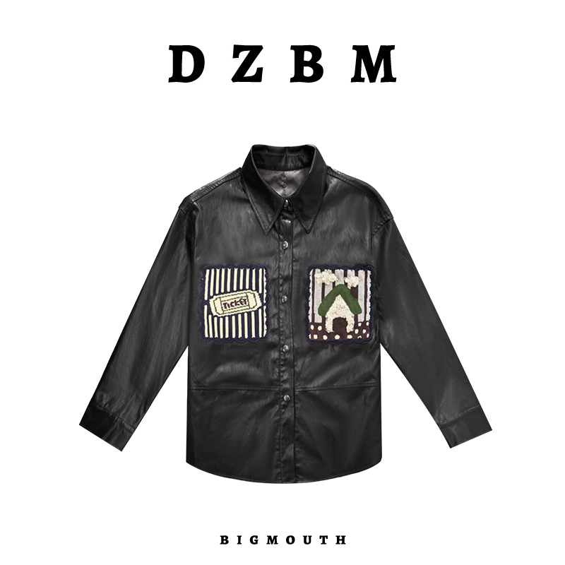【DZBM】2025早秋新款时尚休闲翻领亮片设计皮外套-W5277