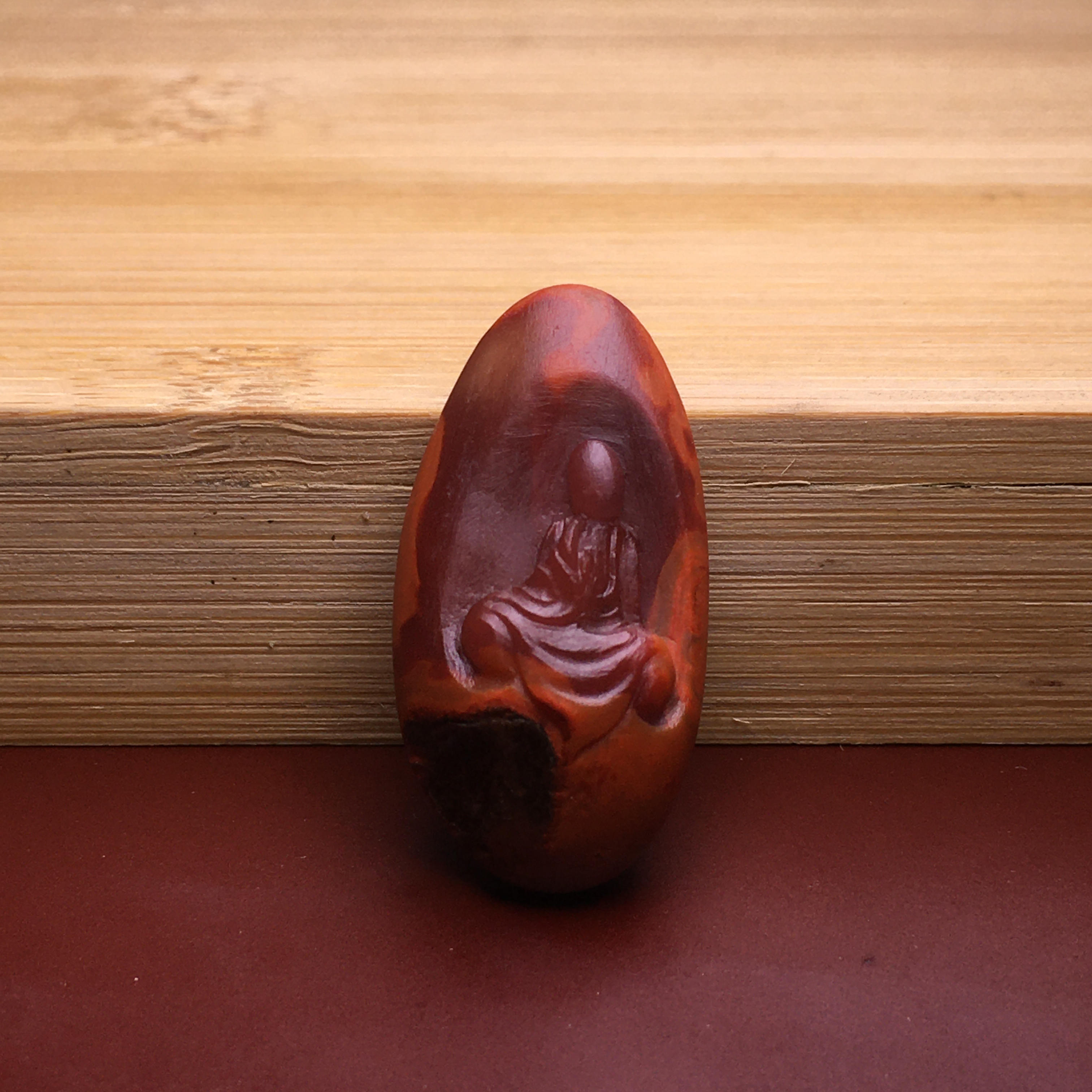 天然川料南红精品俏色巧雕无相佛吊坠15.5x30