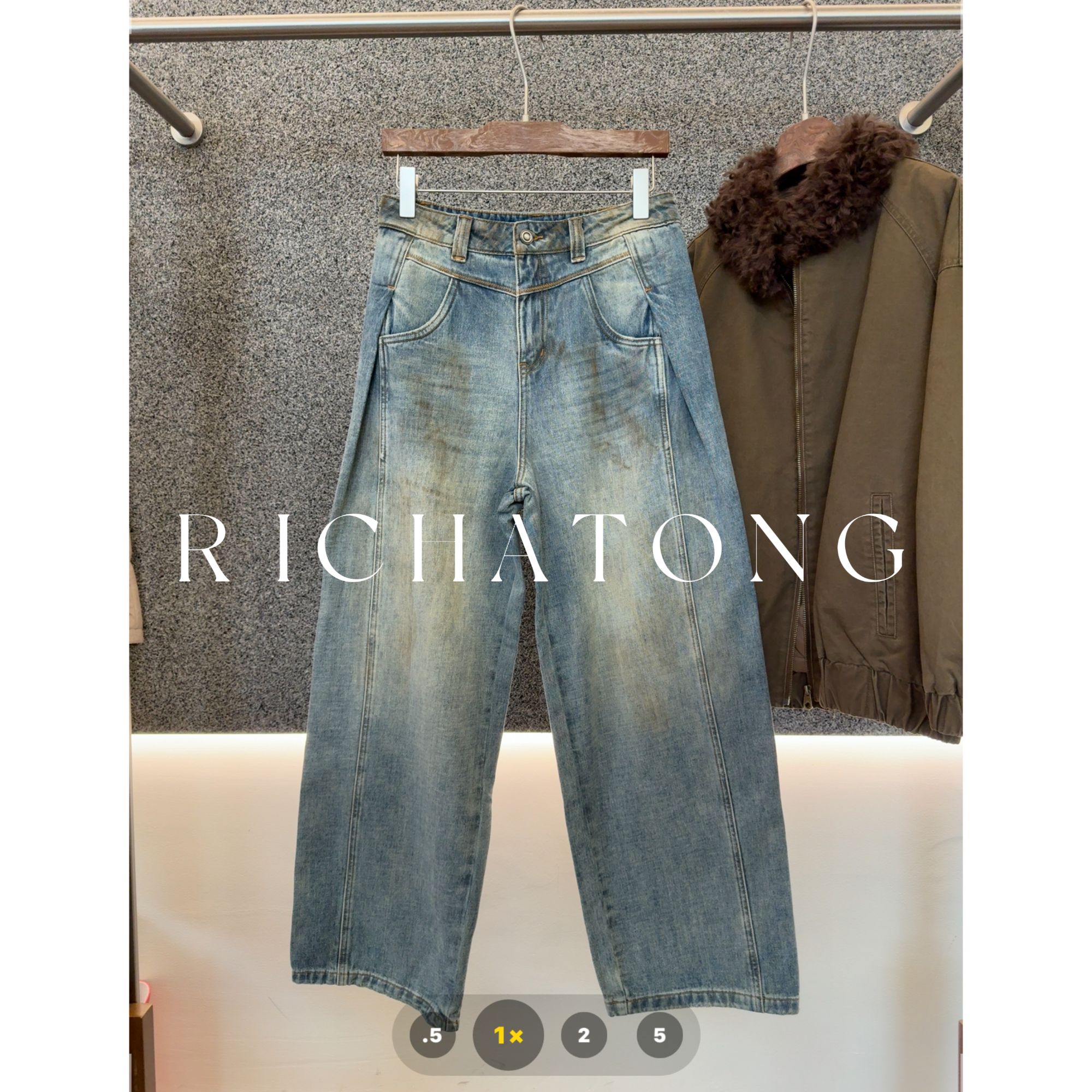 RICH ATONG.-【脏脏牛】-2025 欧货老Ba家弯刀做旧感牛仔裤1107-09