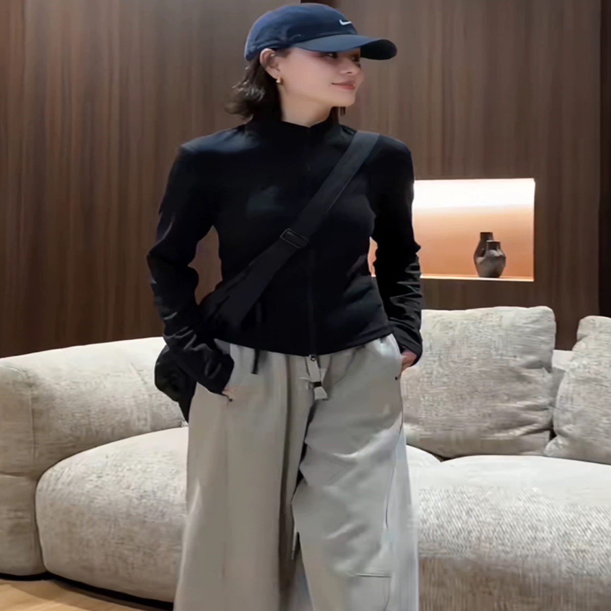 秋冬石墨烯空气层保暖收腰显瘦冲锋衣内胆外套瑜伽服