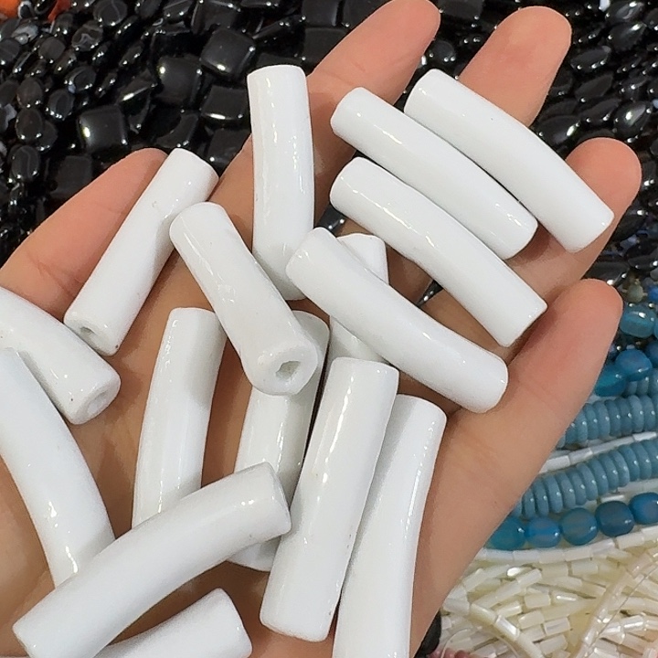 玛瑙/玉髓合金珠宝半成品30个陶瓷弯管