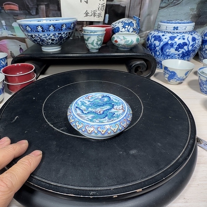 摆件青花花卉小小摆件