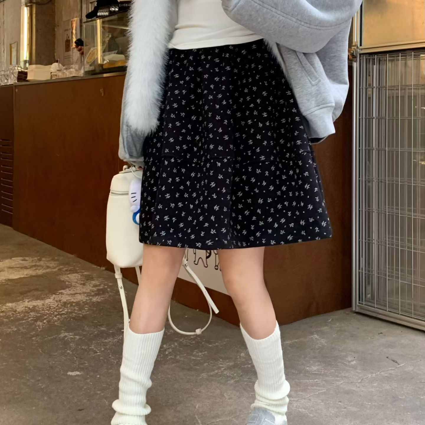 新款韩系碎花毛呢半身裙