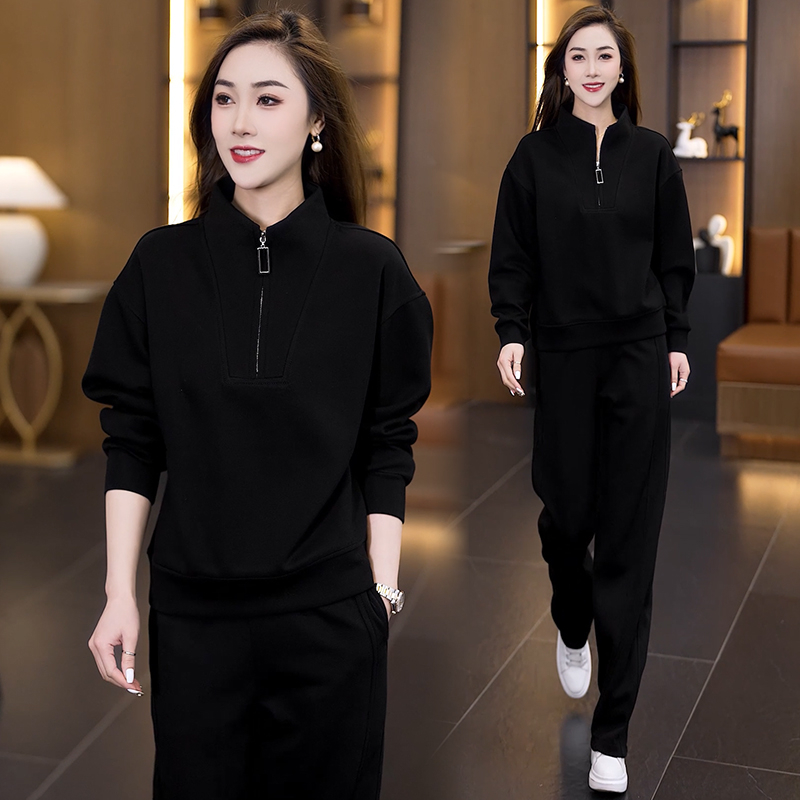 时尚套装女2025秋季新款休闲时尚运动套装胖mm显瘦遮肉卫衣两件套