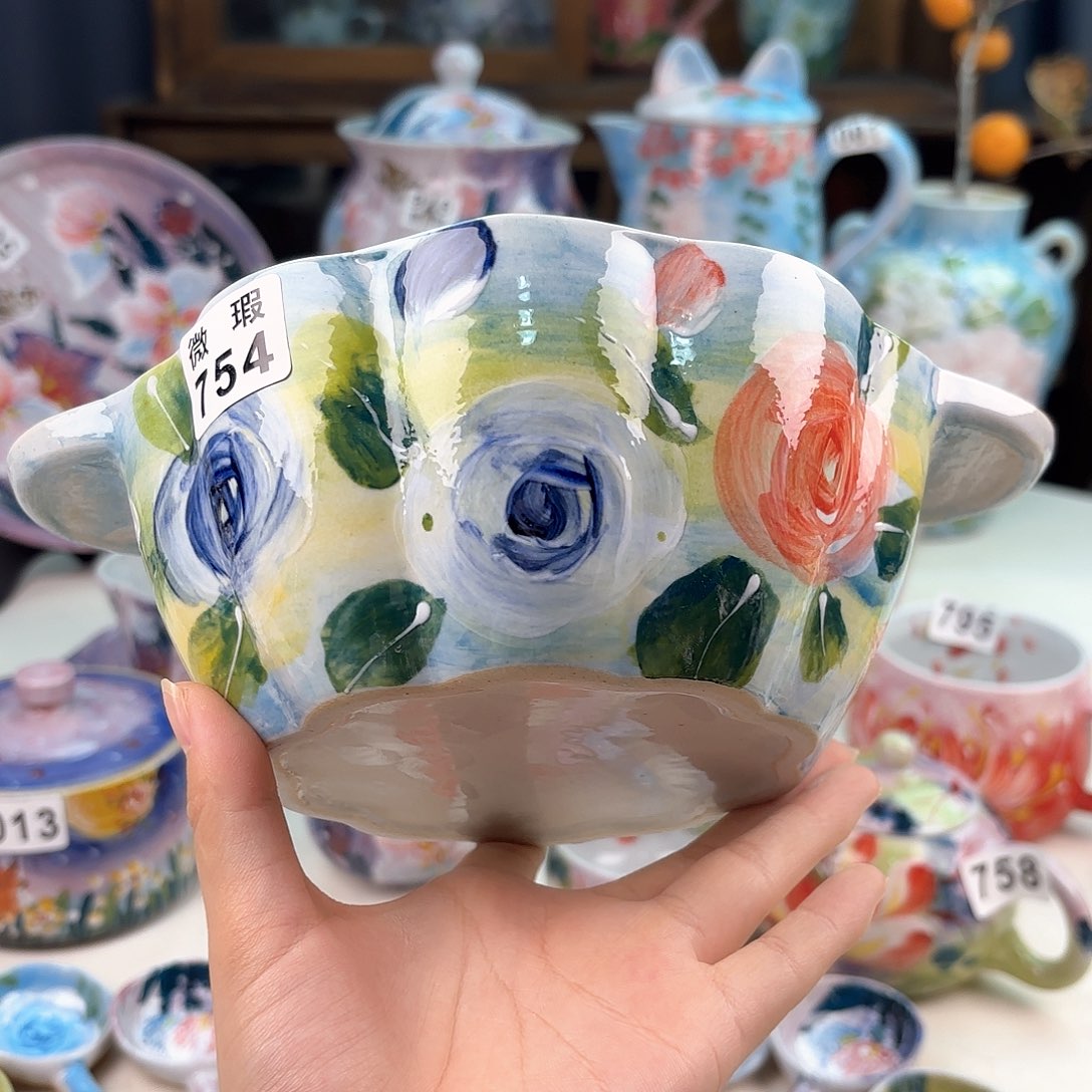 景德镇手绘高温釉下彩陶瓷茶具