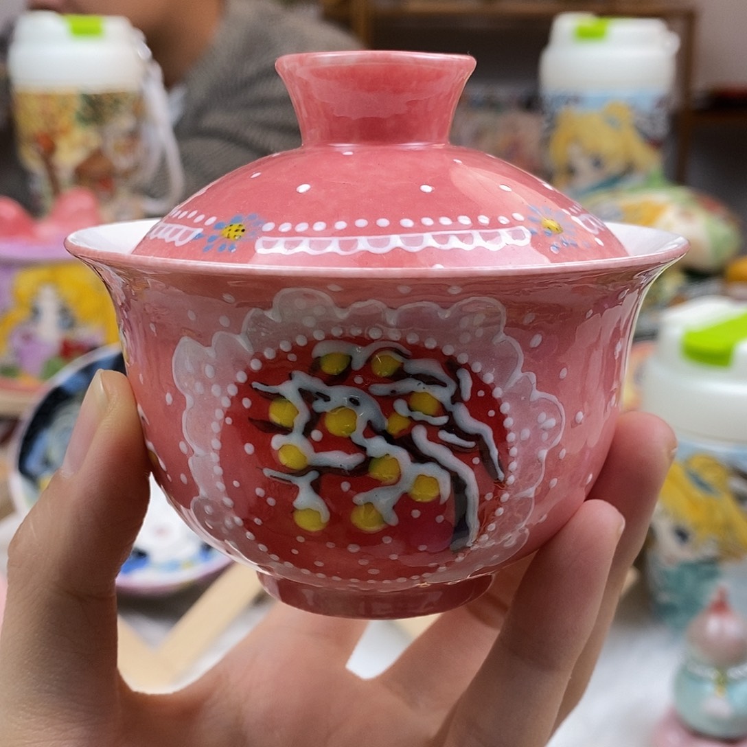 瓷片董董文创手绘陶瓷