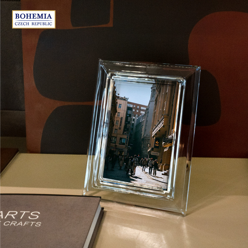 捷克进口BOHEMIA水晶玻璃相框摆台6寸7寸靓照证书奖状台面装饰品