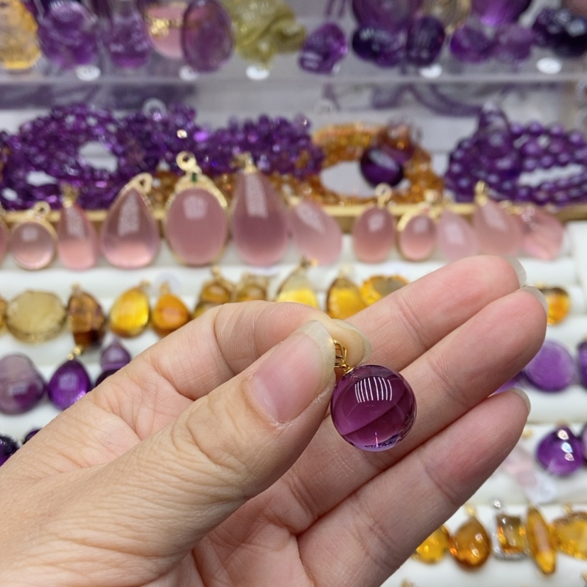 【闪购商品】水晶水晶吊坠18K金镶嵌