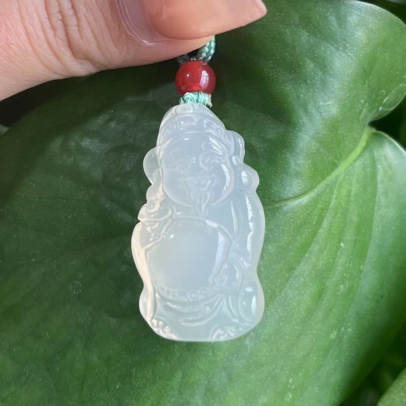 玉髓/玛瑙吊坠无镶嵌缅甸天然玉髓冰透财神吊坠